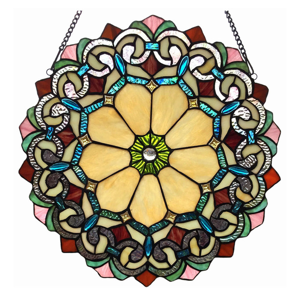 Lighting AYLA Victorian Tiffany-glass Window Panel 18" Wide
