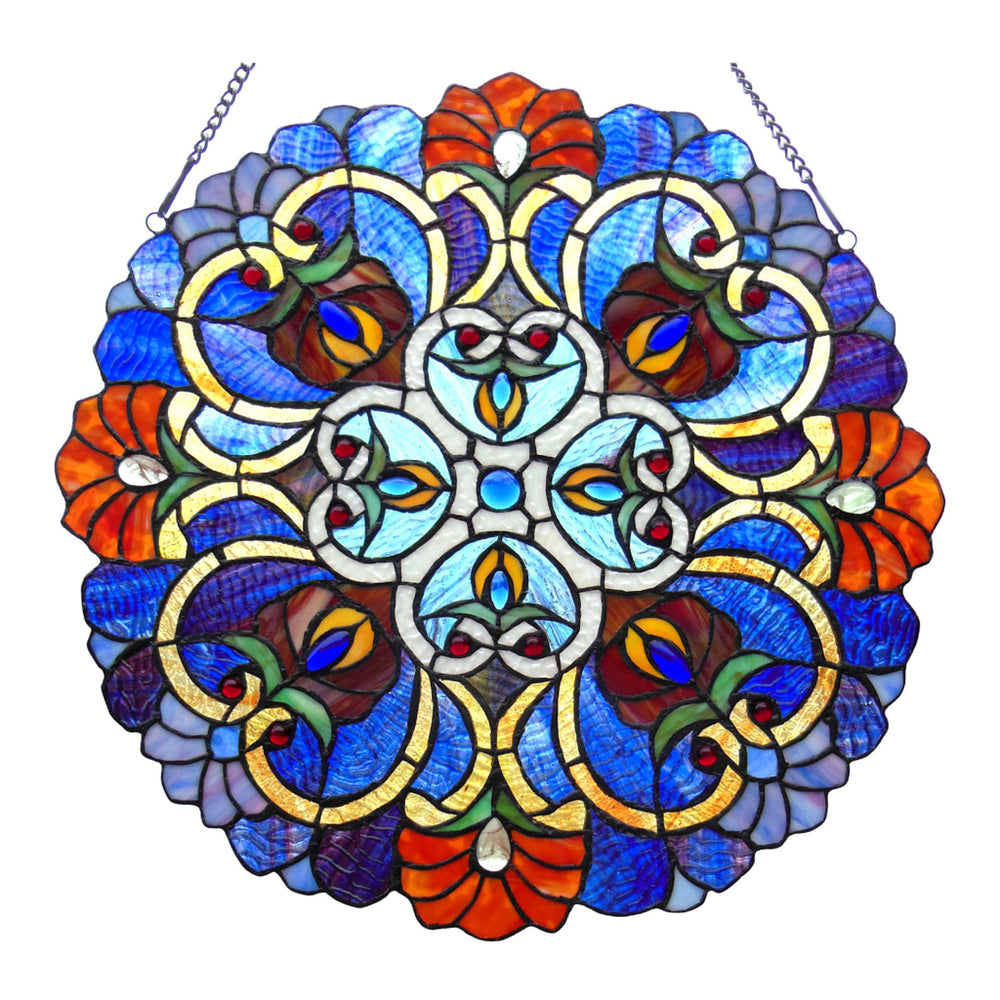 Lighting ANGELA Victorian Tiffany-glass Window Panel 21" Wide