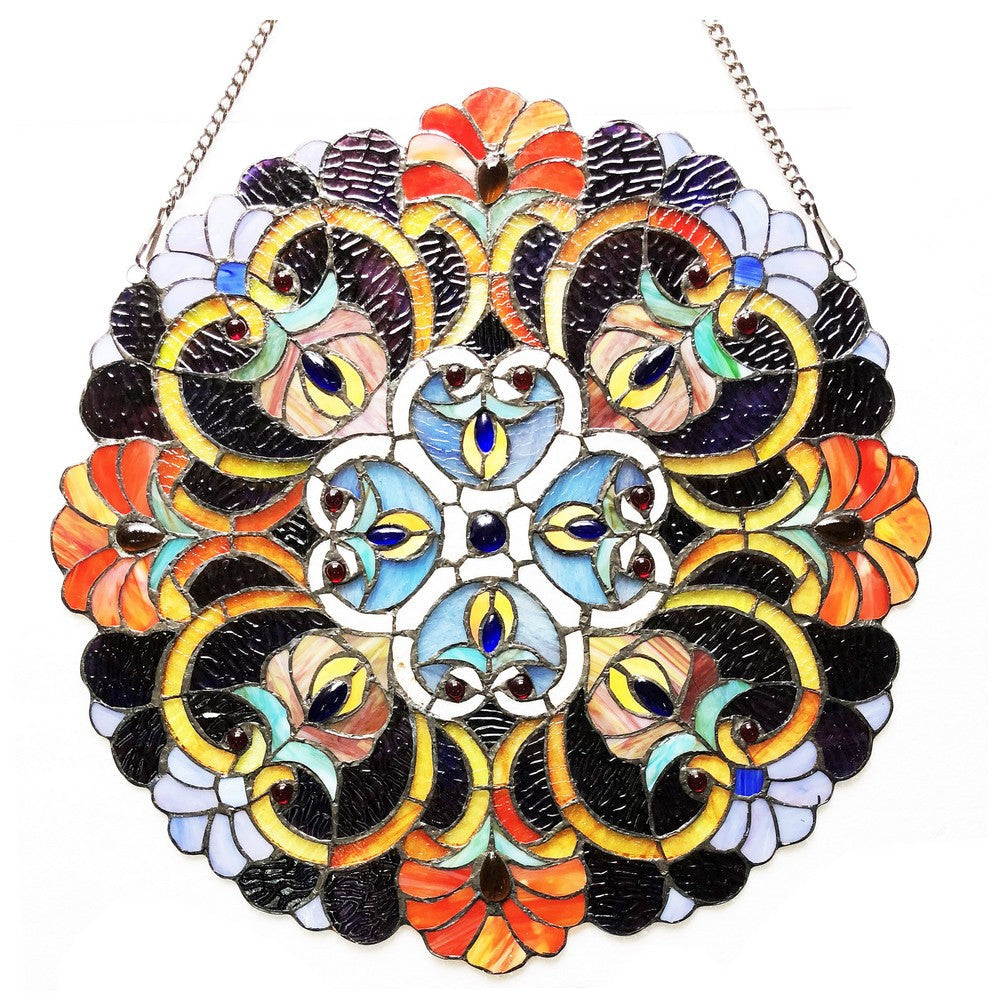 Lighting ANGELA Victorian Tiffany-glass Window Panel 21’’ Wide CHL-CH1P212BV21-GPN