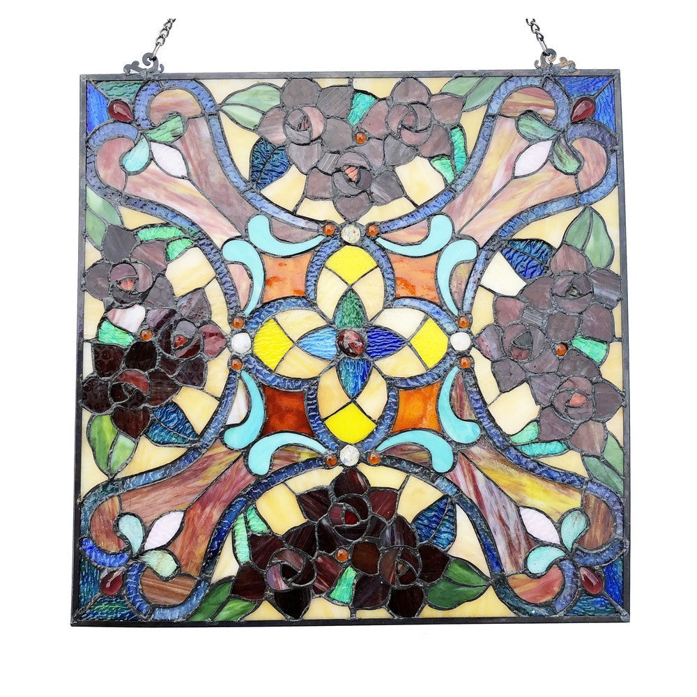 Lighting NOELLE Victorian Tiffany-glass Window Panel 20’’ Wide CHL-CH1P224RF20-GPN