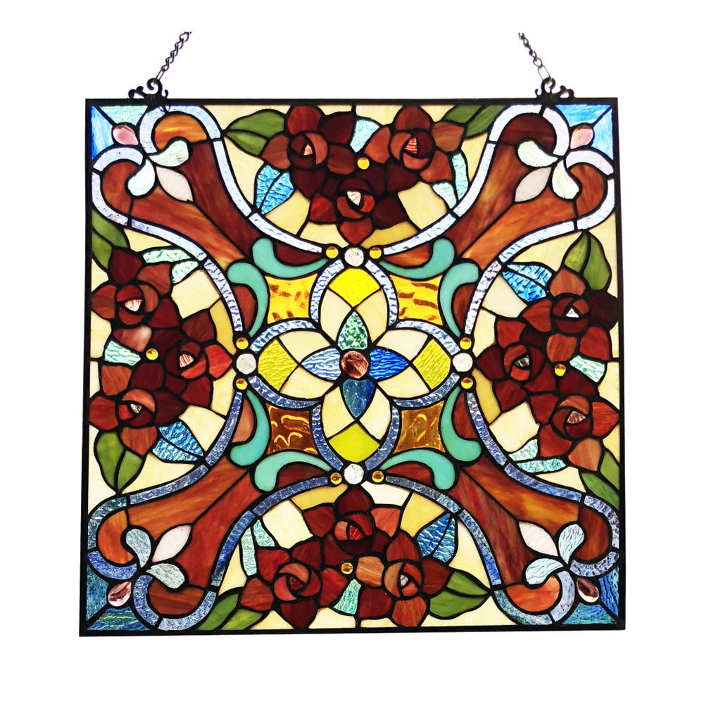Lighting NOELLE Victorian Tiffany-glass Window Panel 20" Wide