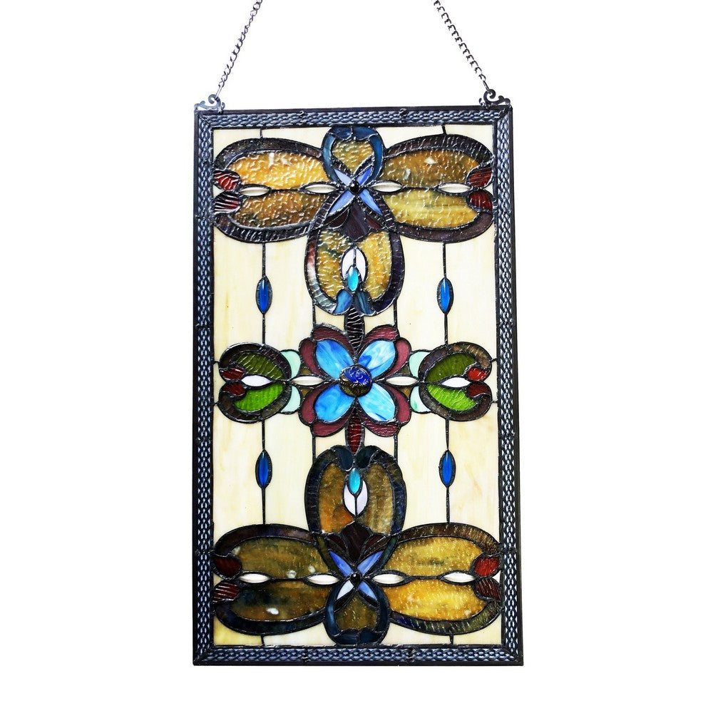Chloe Lighting Jenice Tiffany-Style Victorian Stained-Glass Window Panel 26’’ Height CHL-CH1P229AV26-GPN