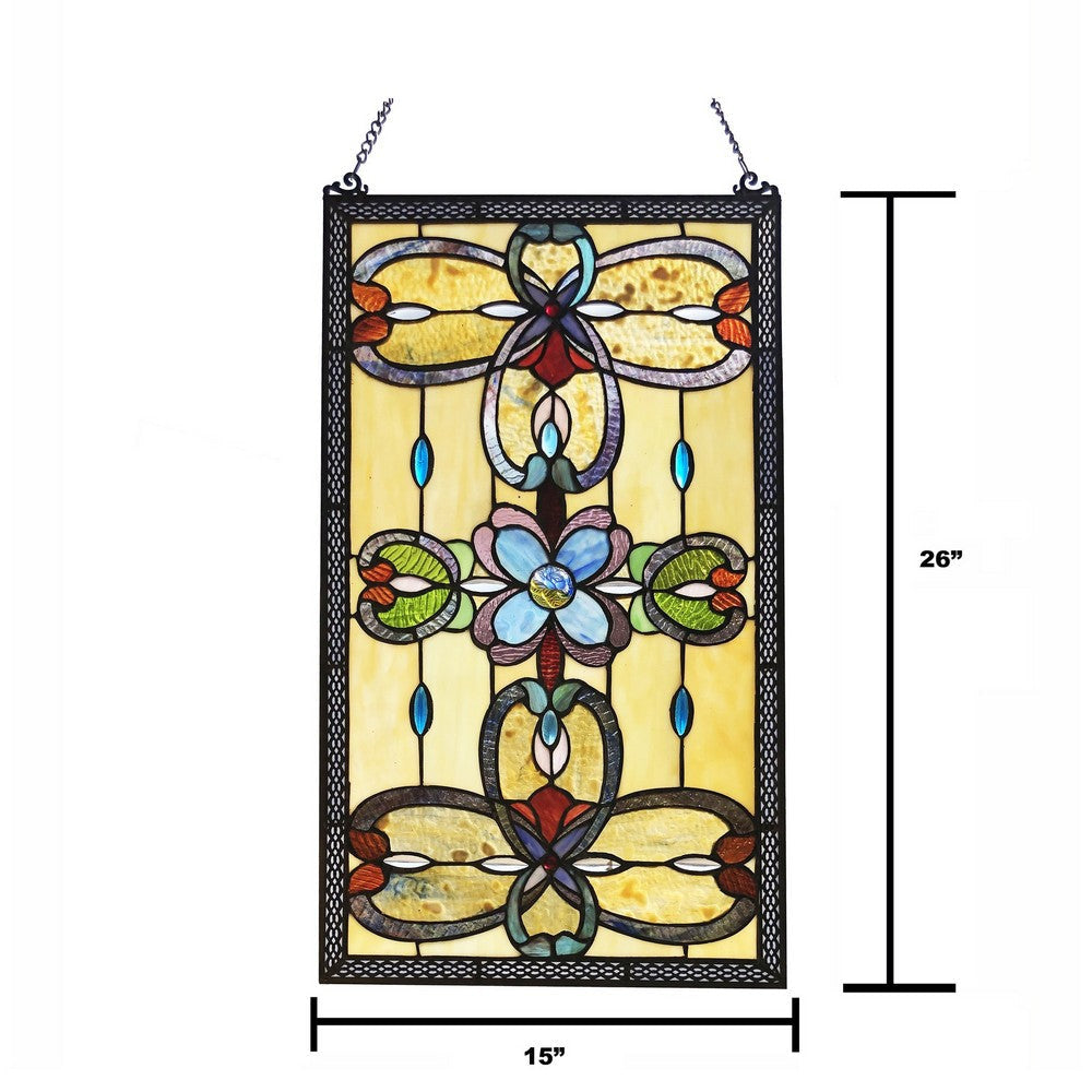 Chloe Lighting Jenice Tiffany-Style Victorian Stained-Glass Window Panel 26’’ Height CHL-CH1P229AV26-GPN