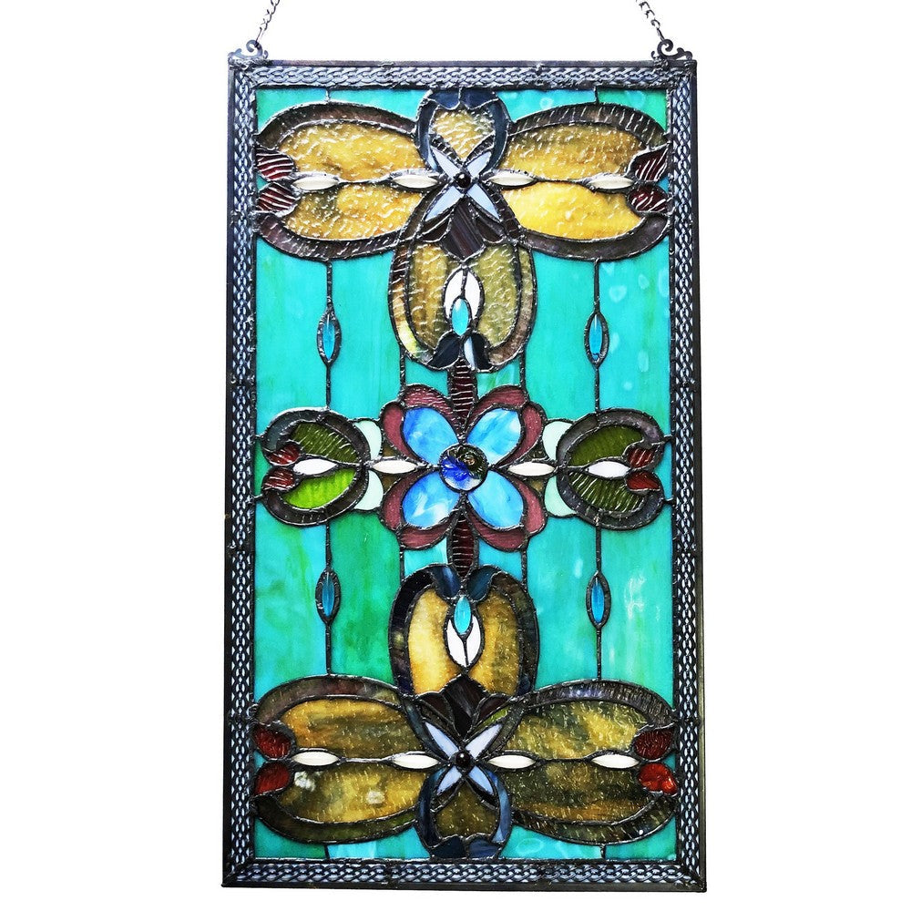 Chloe Lighting Jenice Tiffany-Style Victorian Stained-Glass Window Panel 26’’ Height CHL-CH1P229AV26-GPN