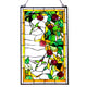 20 Inch Glass Window Panel with Hummingbird Design, Multicolor