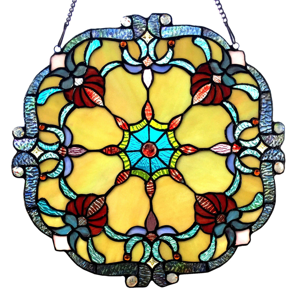 Lighting ROSALIE Victorian Tiffany-glass Window Panel 18" Wide