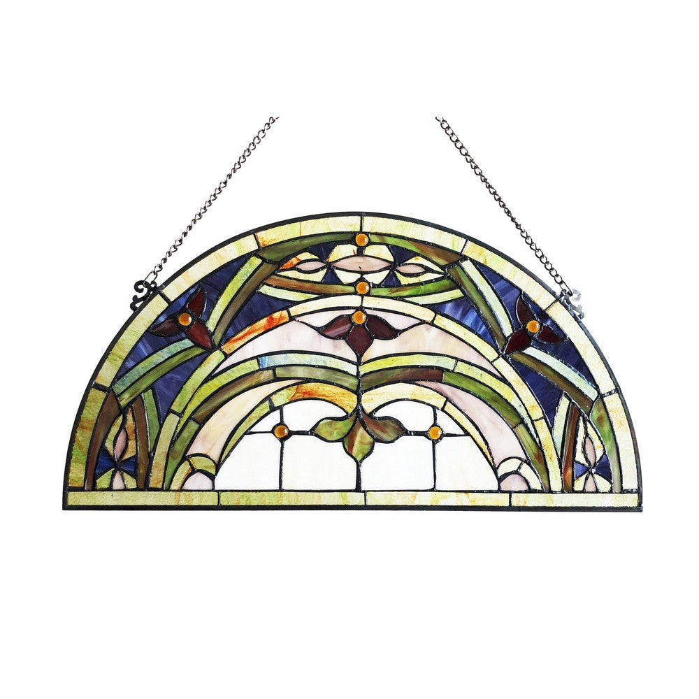 Chloe Lighting Marion Tiffany-Style Victorian Stained-Glass Window Panel 12.5’’ Height CHL-CH1P336GV24-GPN