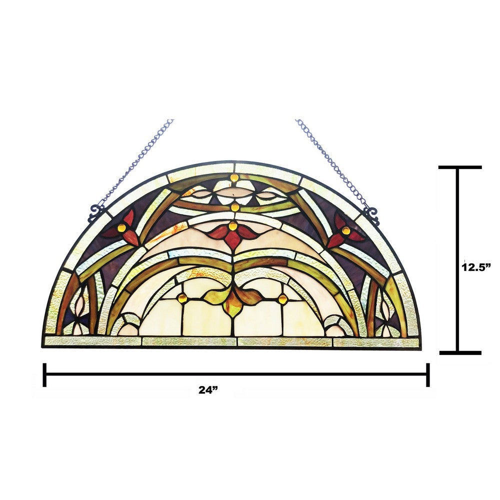 Chloe Lighting Marion Tiffany-Style Victorian Stained-Glass Window Panel 12.5’’ Height CHL-CH1P336GV24-GPN