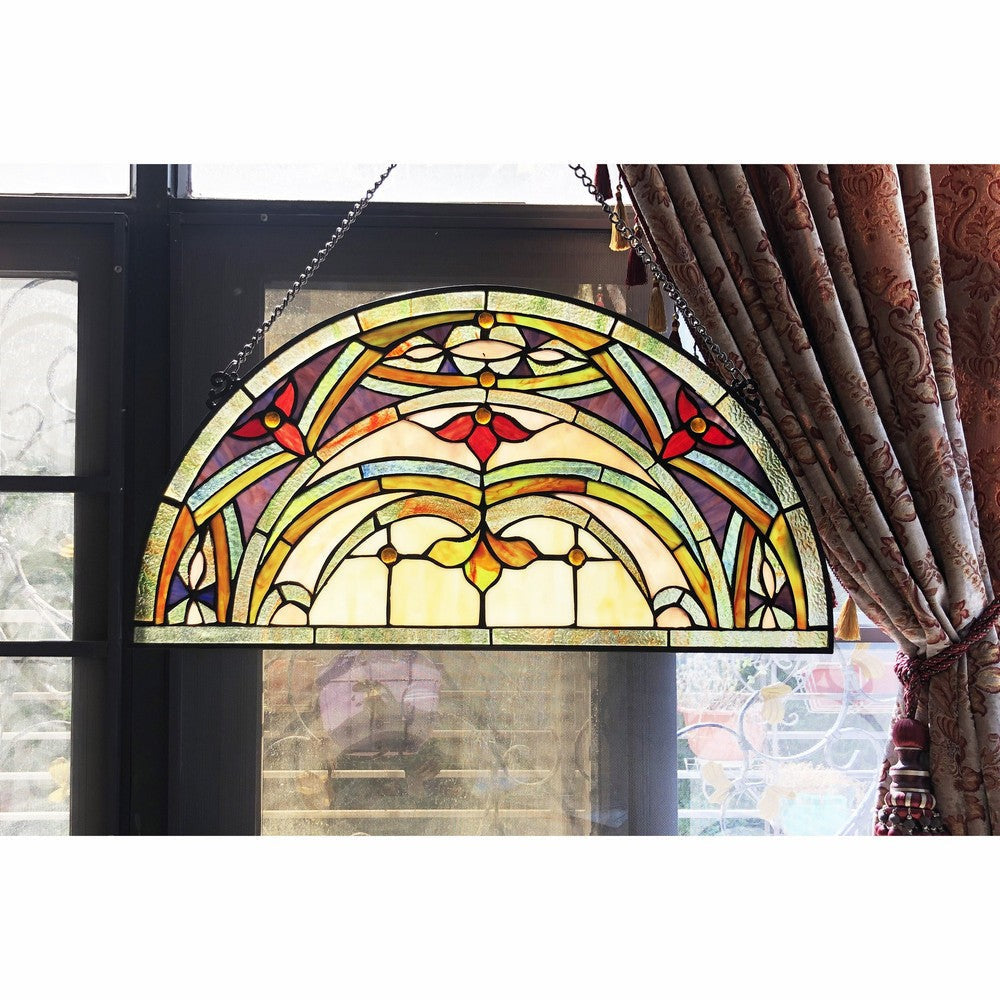 Chloe Lighting Marion Tiffany-Style Victorian Stained-Glass Window Panel 12.5’’ Height CHL-CH1P336GV24-GPN