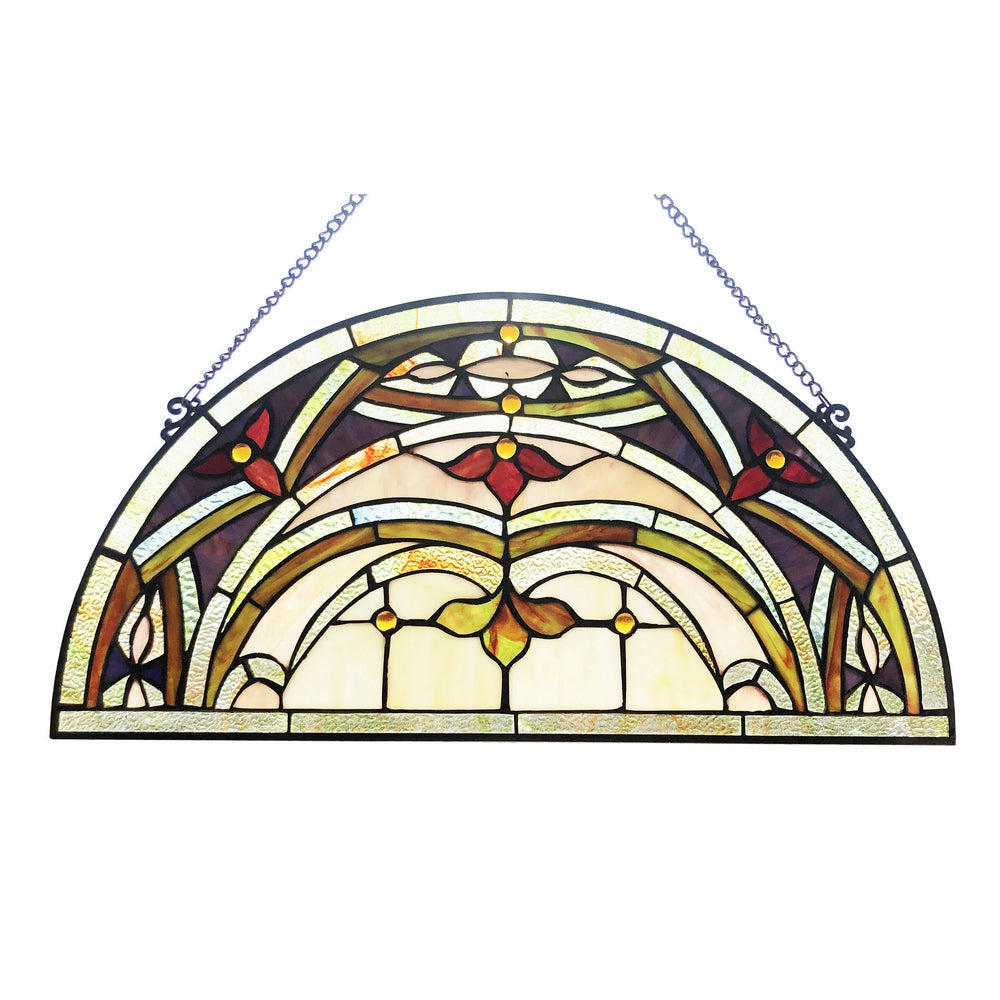Chloe Lighting Marion Tiffany-Style Victorian Stained-Glass Window Panel 12.5" Height