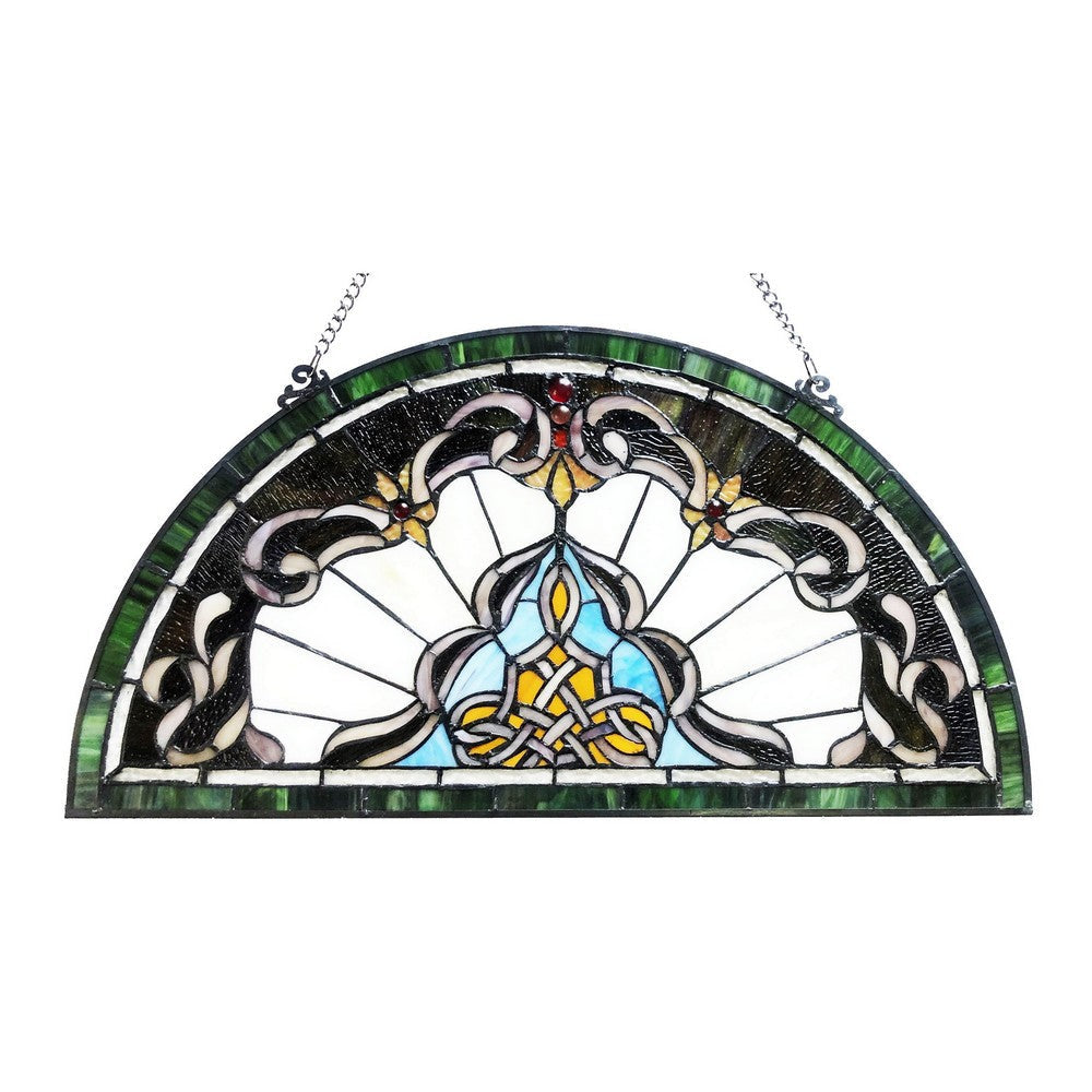 Chloe Lighting Norene Tiffany-Style Victorian Stained-Glass Window Panel 12.5’’ Height CHL-CH1P442PV24-GPN
