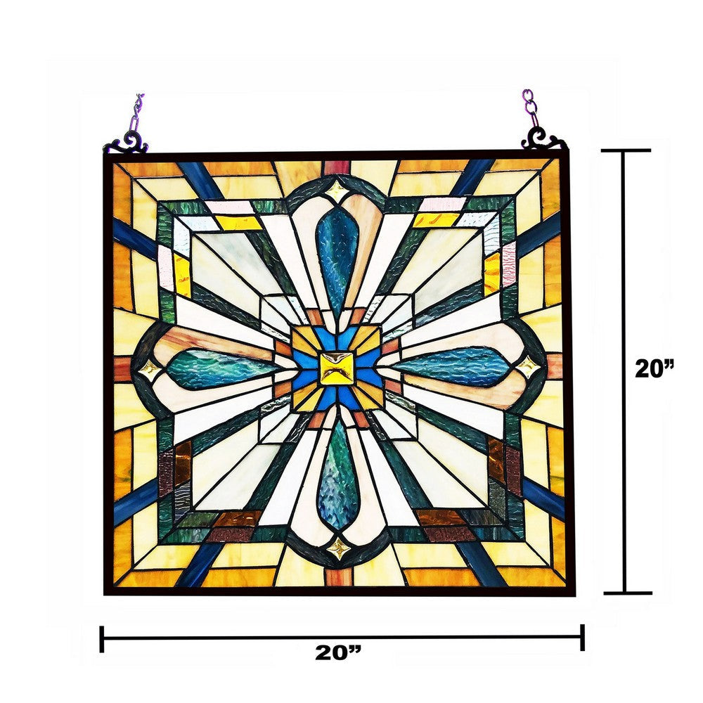 Chloe Lighting Archie Tiffany-Style Mission Stained Glass Window Panel 20’’ Height CHL-CH1P450GM20-GPN