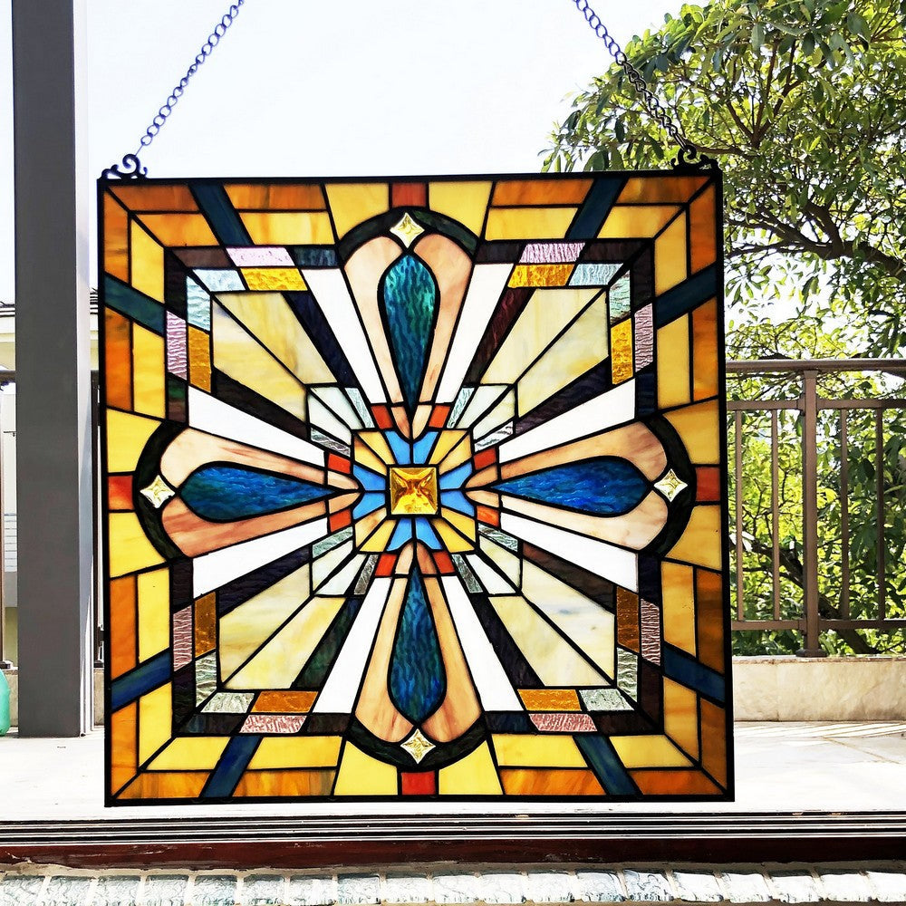 Chloe Lighting Archie Tiffany-Style Mission Stained Glass Window Panel 20’’ Height CHL-CH1P450GM20-GPN