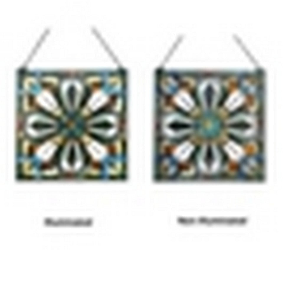 CHLOE Lighting ARCHIE Mission-Style Stained Glass Window Panel 20’’ Wide CHL-CH1P450VM20-SQR