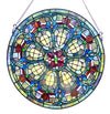 Metal Window Glass Panel with Hanging Chain and Round Shape, Multicolor