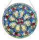 Metal Window Glass Panel with Hanging Chain and Round Shape, Multicolor