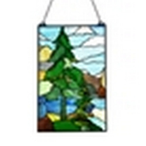 CHLOE Lighting NATURE Landscape-Style Stained Glass Window Panel 20" Tall