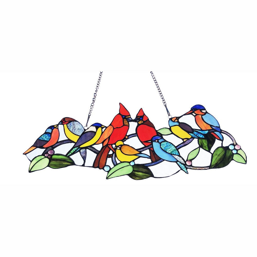 Chloe Lighting Rubina Tiffany-Style Animal Stained Glass Window Panel 10" Height