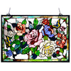 19 Inch Glass Window Panel with Rose Design, Multicolor