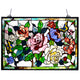 19 Inch Glass Window Panel with Rose Design, Multicolor