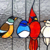 24.5 Inches Rectangular Window Panel with Bird and Cage Design Multicolor CHL-CH1P543RA25-GPN