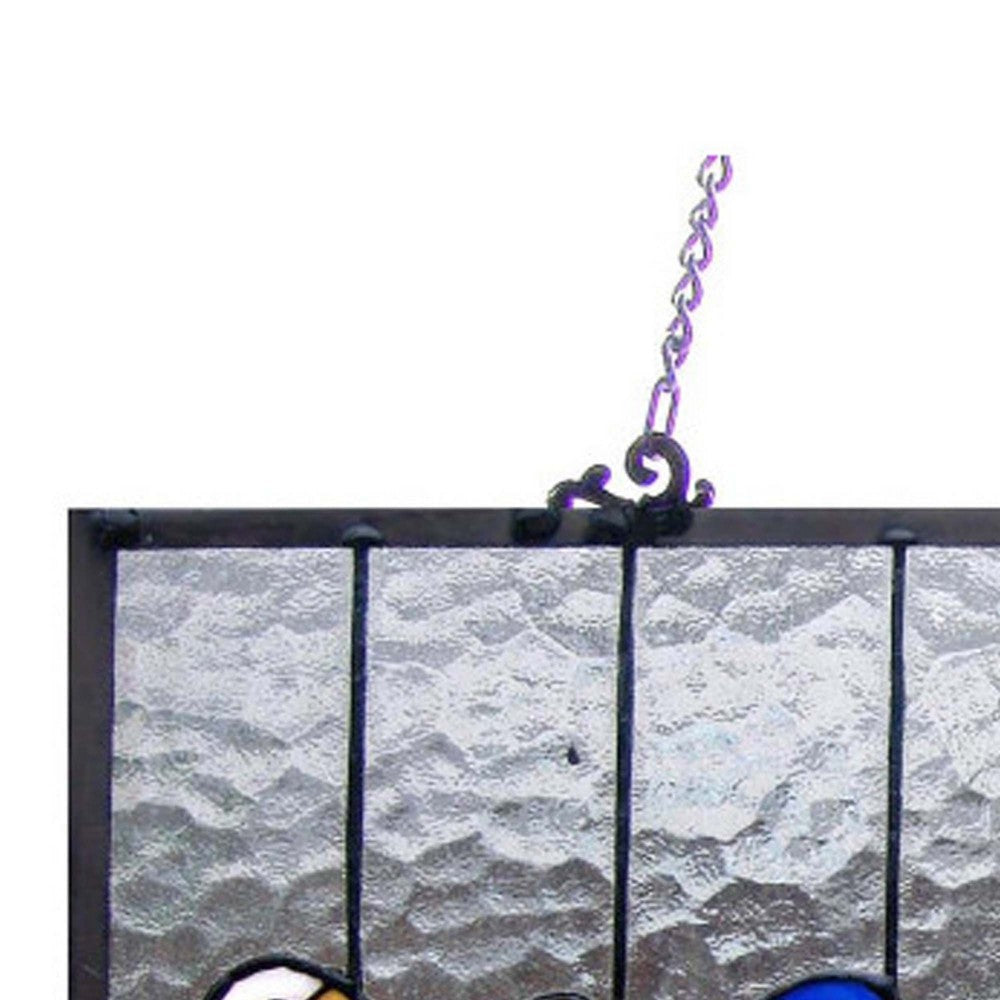 24.5 Inches Rectangular Window Panel with Bird and Cage Design Multicolor CHL-CH1P543RA25-GPN