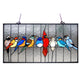24.5 Inches Rectangular Window Panel with Bird and Cage Design, Multicolor