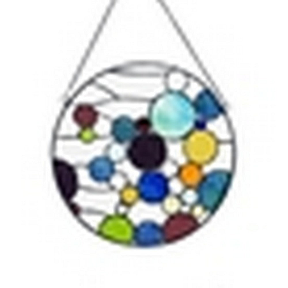 CHLOE Lighting BUBBLES Geometric-Style Stained Glass Window Panel 13’’ Wide CHL-CH1P639CG13-RND