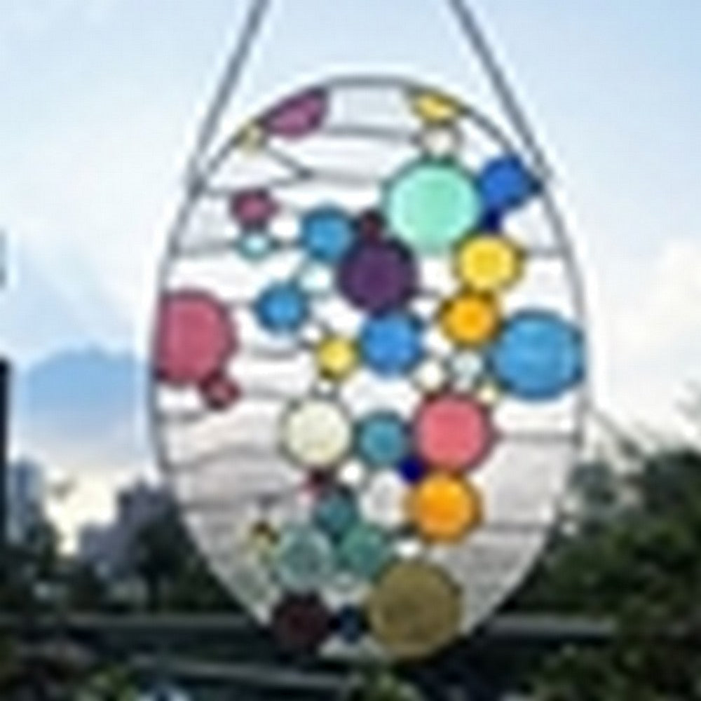 CHLOE Lighting BUBBLES Geometric-Style Stained Glass Window Panel 20’’ Tall CHL-CH1P639CG20-VOV