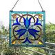 CHLOE Lighting BELL-FLOWER Victorian-Style Black Finish Stained Glass Window Panel 16’’ Tall CHL-CH1P641BV16-SQR