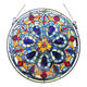Round Shape Metal Window Glass Panel with Hanging Chain, Multicolor