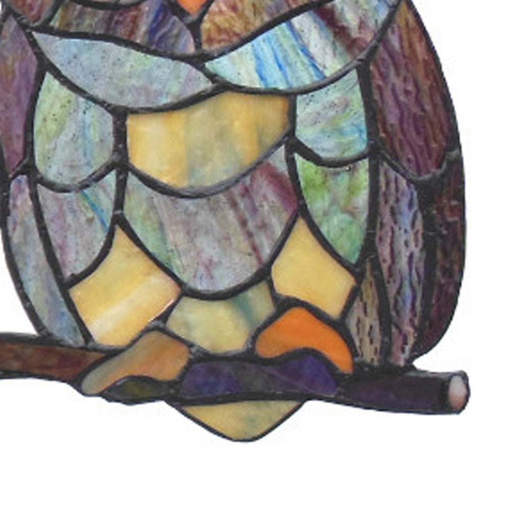 20 Inch Glass Window Panel with Owl Family Design Multicolor CHL-CH1P708BA17-GPN