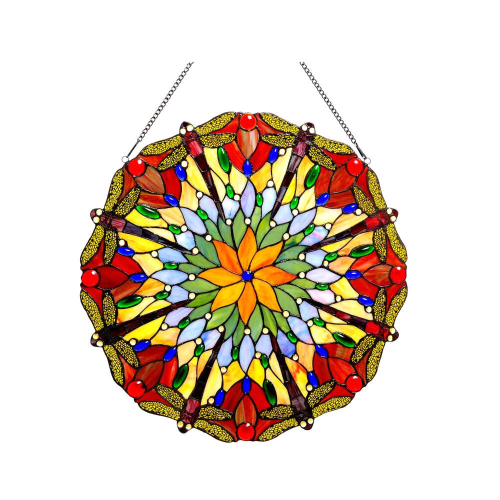 CHLOE Lighting HAWKERS Tiffany-glass Dragonfly Window Panel 24"