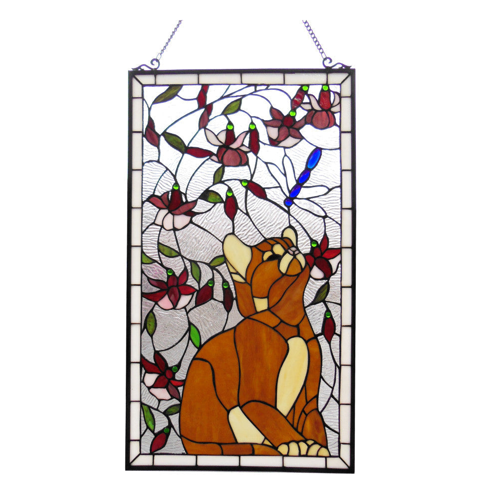 CHLOE Lighting MIAOU Tiffany-glass Window Panel 18x31