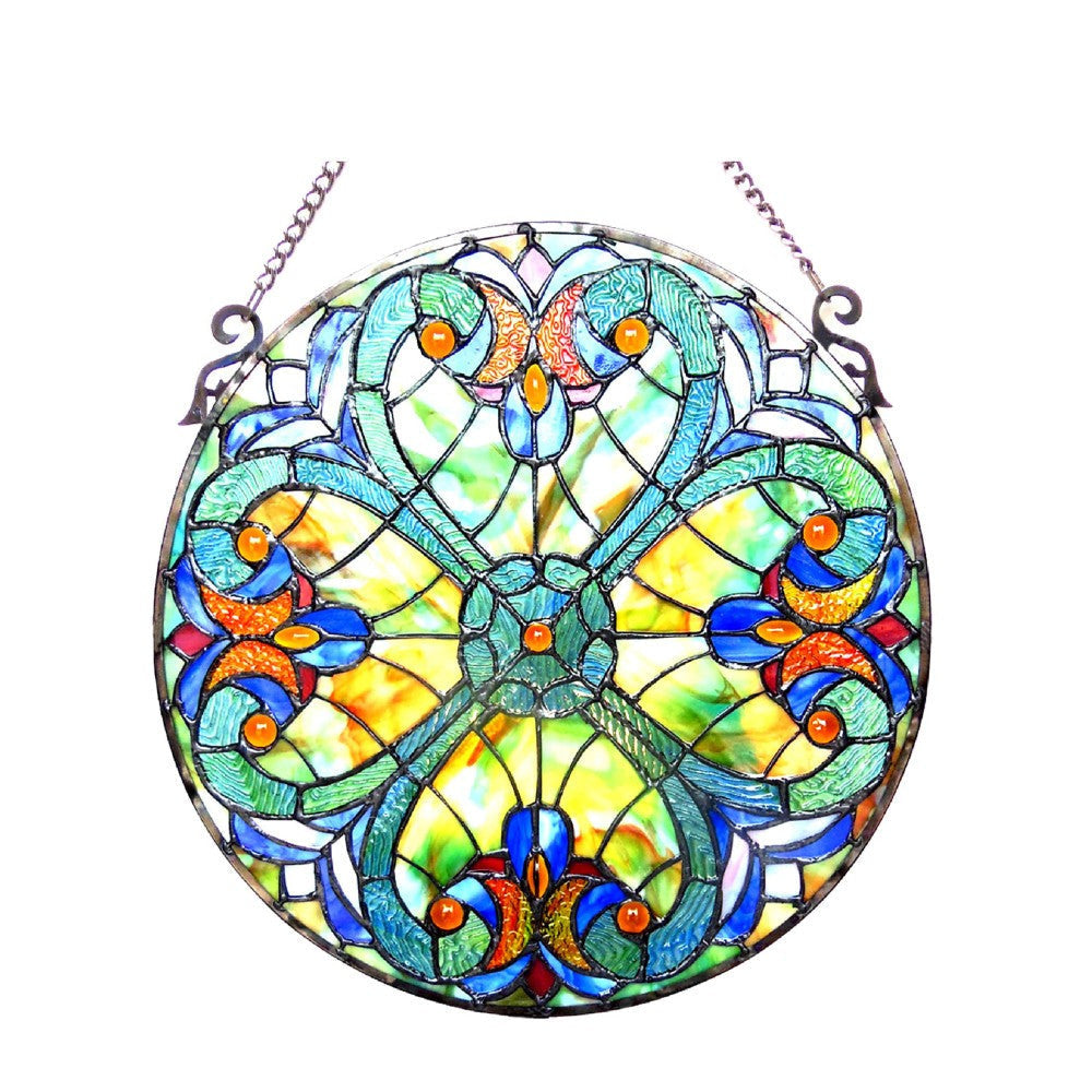 CHLOE Lighting LIAISON Tiffany-glass Victorian Window Panel 20"