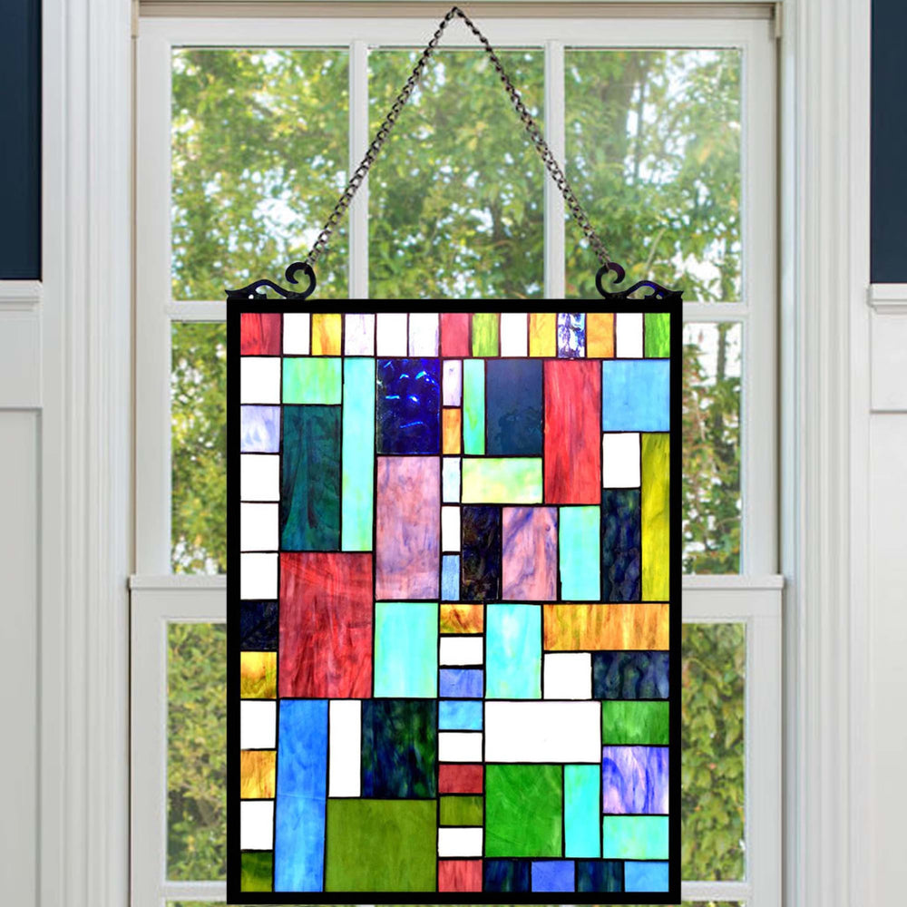 CHLOE Lighting PICASSO Tiffany-glass Rectangle Window Panel 18x24