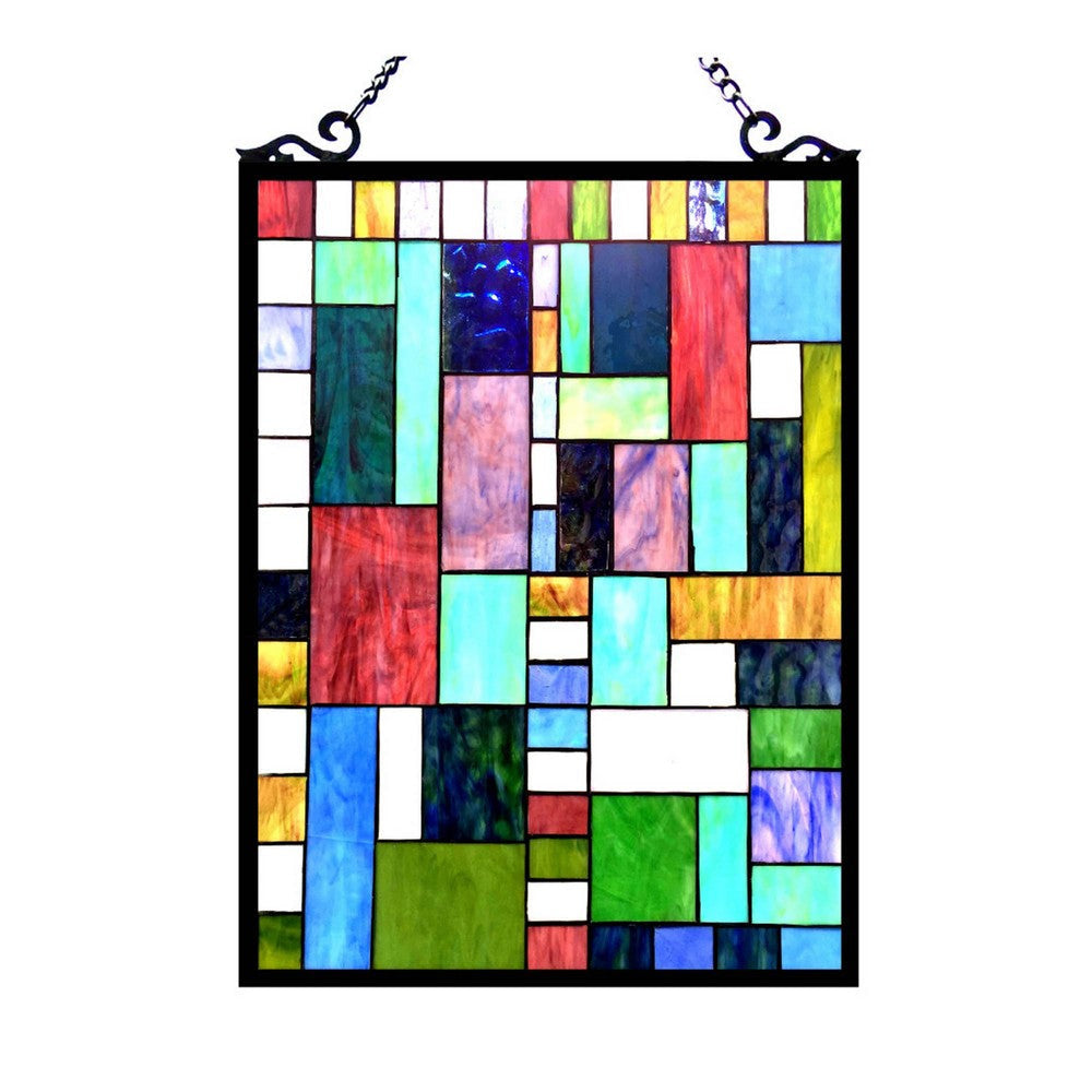 CHLOE Lighting PICASSO Tiffany-glass Rectangle Window Panel 18x24