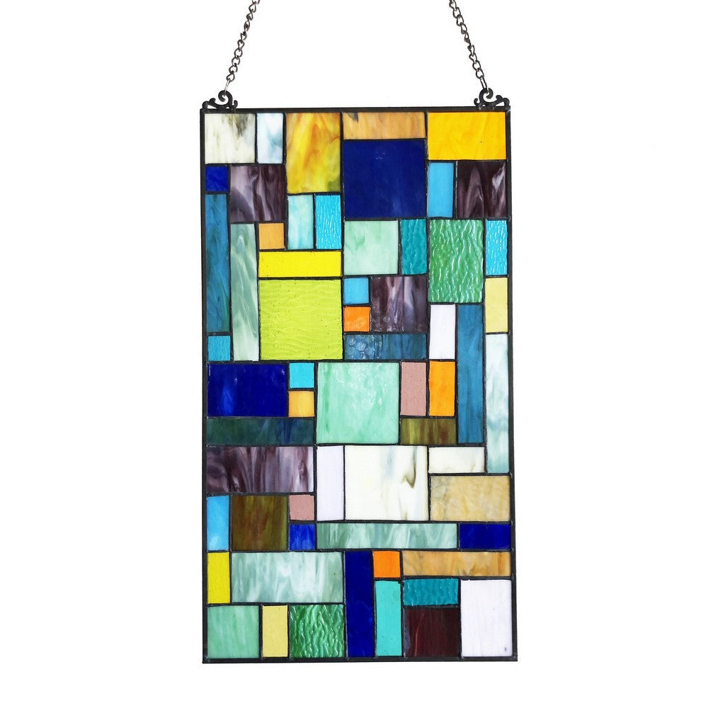 Chloe Lighting Rosalinda Tiffany-Style Geometric Stained Glass Window Panel 23’’ Height CHL-CH1P800RM23-GPN