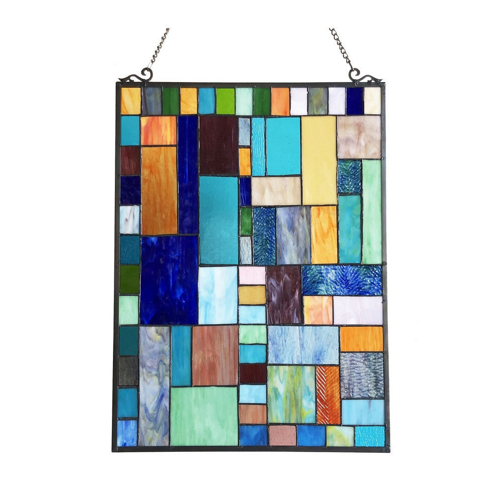 Chloe Lighting Yvonne Tiffany-Style Geometric Stained Glass Window Panel 24’’ Height CHL-CH1P875JM24-GPN