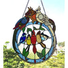 Lighting SONGBIRD Tiffany-glass featuring Birds Resting on Wire Window Panel 19x25 CHL-CH1P986RA19-GPN