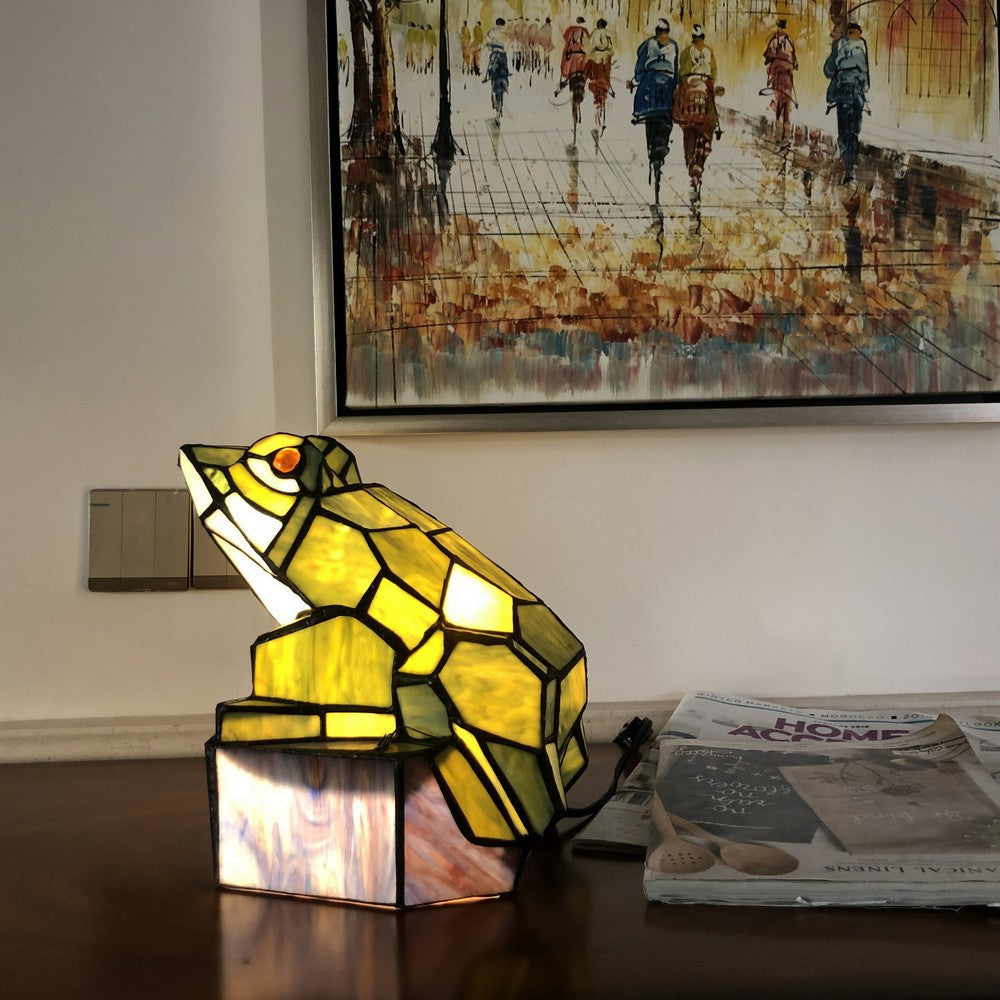 Chloe Lighting Naveen Tiffany-Style Animal Stained Glass Accent Lamp 9.5’’ Height CHL-CH1T058GA13-NL1