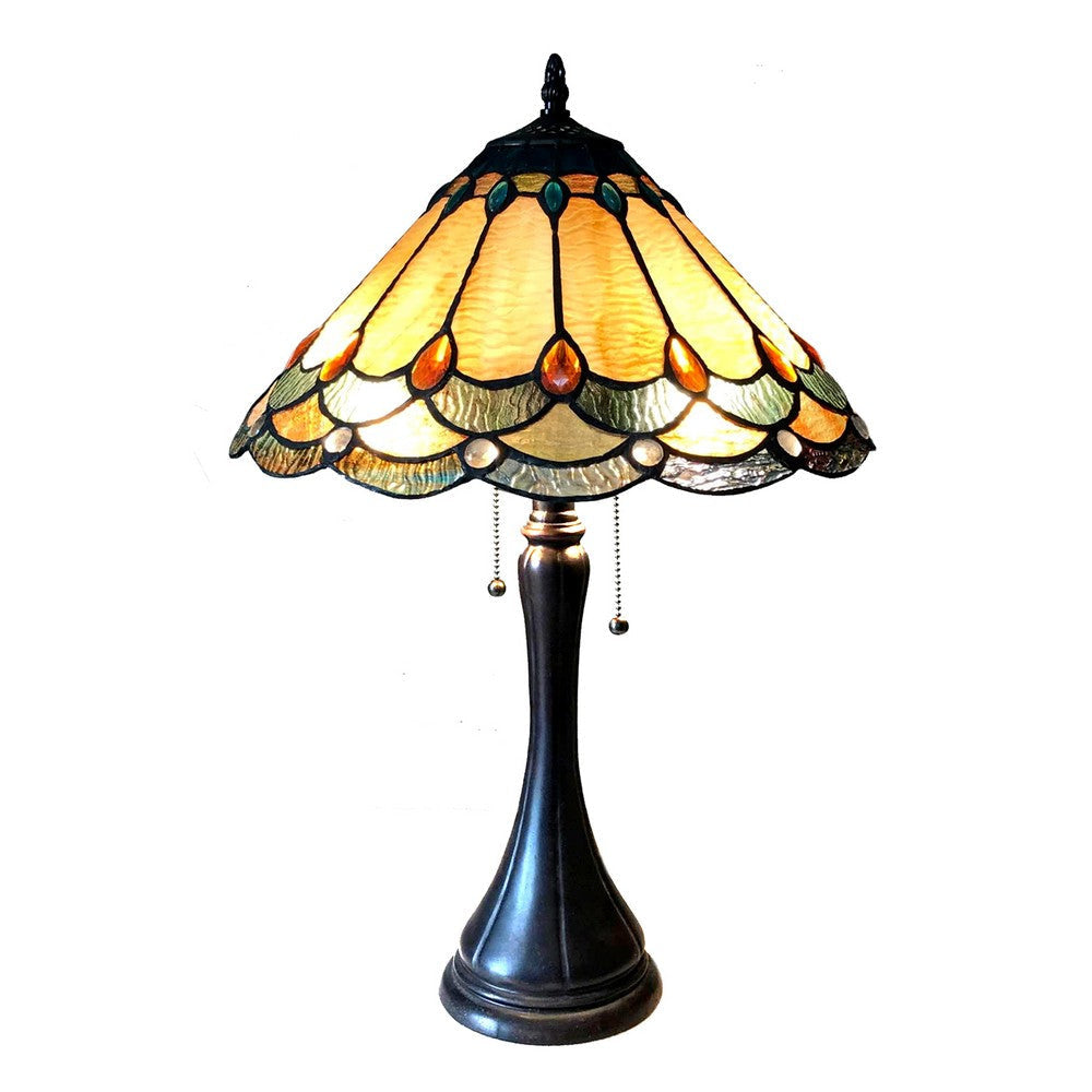 Lighting AMELIA Victorian 2 Light Antique Dark Bronze Table Lamp 15" Shade
