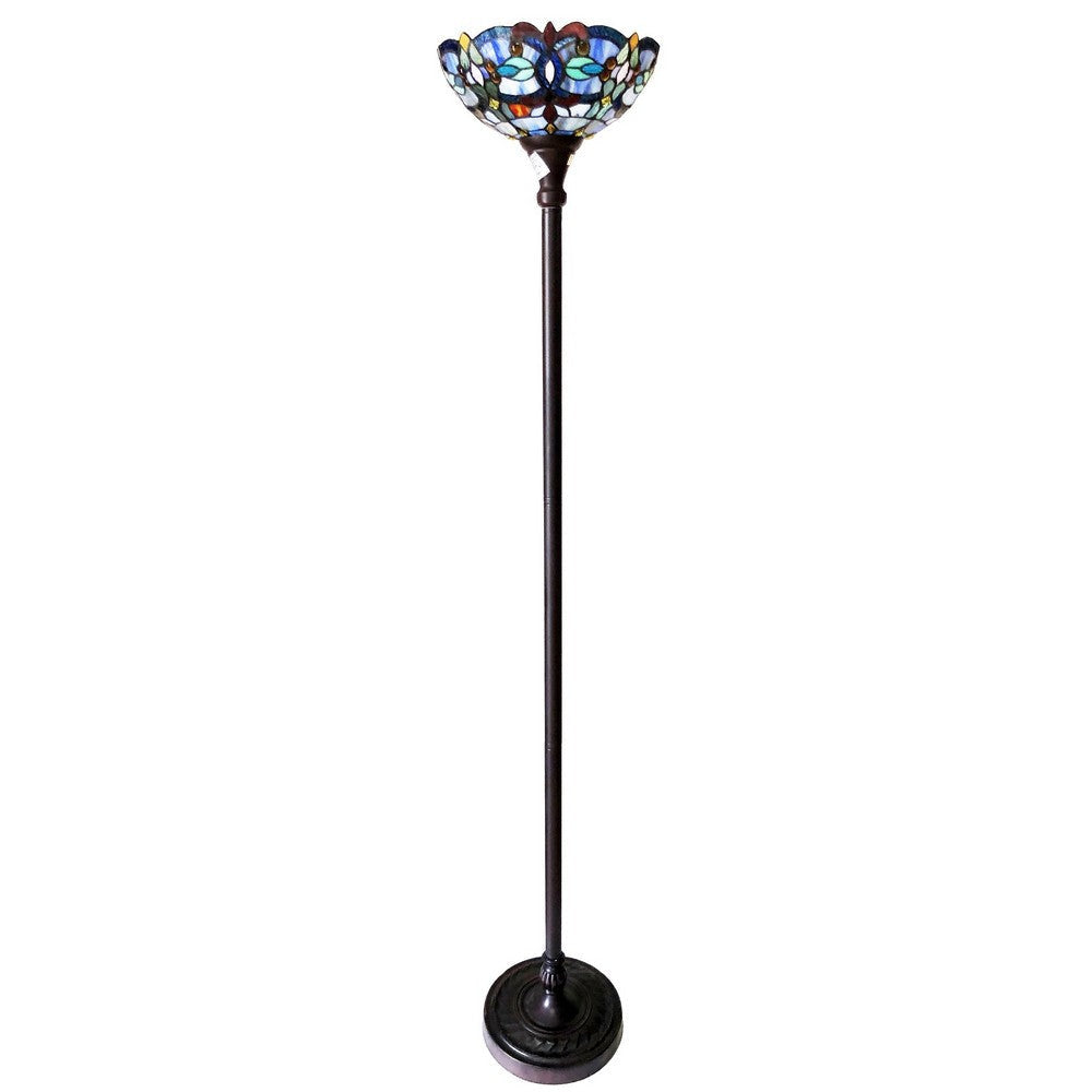 Chloe Lighting Vivian Tiffany-Style Victorian Stained Glass Torchiere Floor Lamp 69’’ Height CHL-CH1T153BV14-TF1