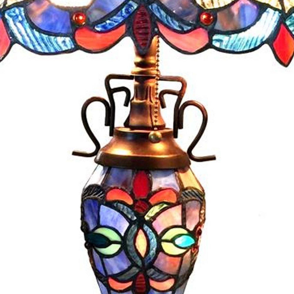 PRISCILLA Tiffany-style 3 Light Victorian Double Lit Table Lamp 18’’ Shade CHL-CH1T153BV18-DT3