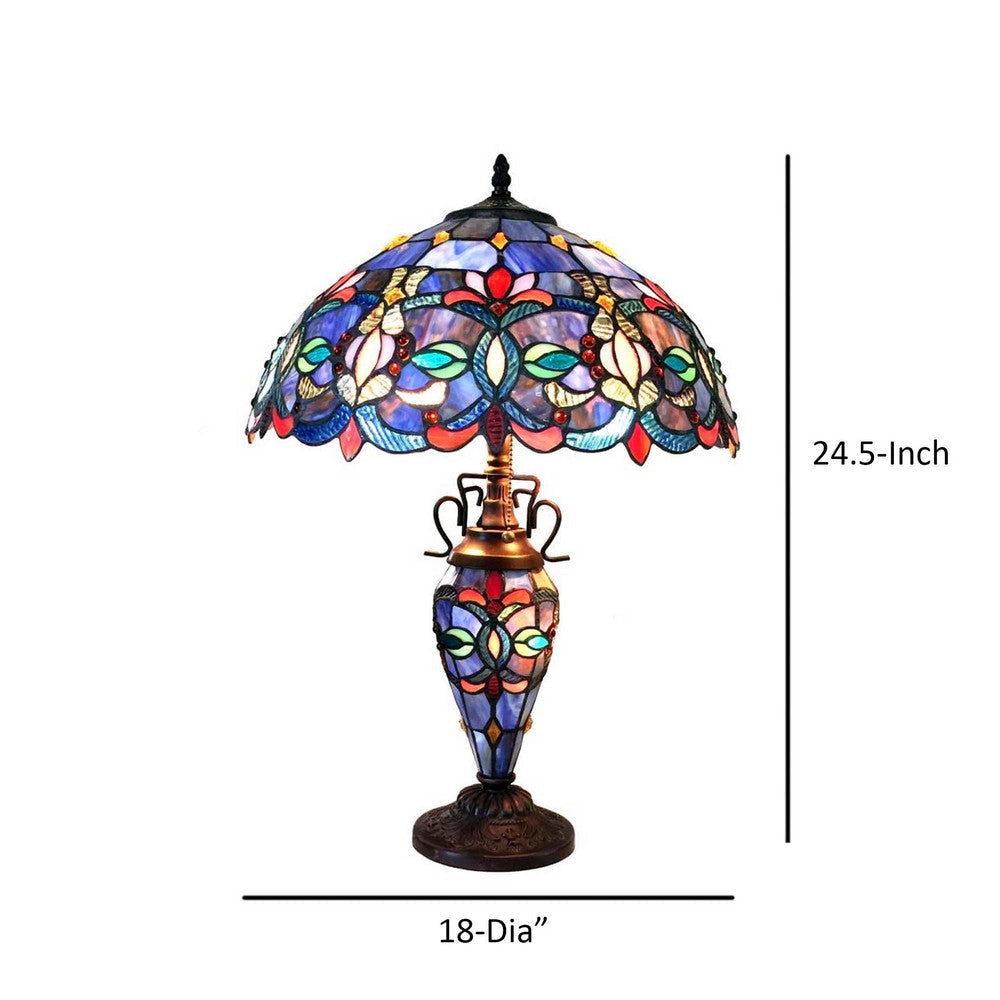 PRISCILLA Tiffany-style 3 Light Victorian Double Lit Table Lamp 18’’ Shade CHL-CH1T153BV18-DT3