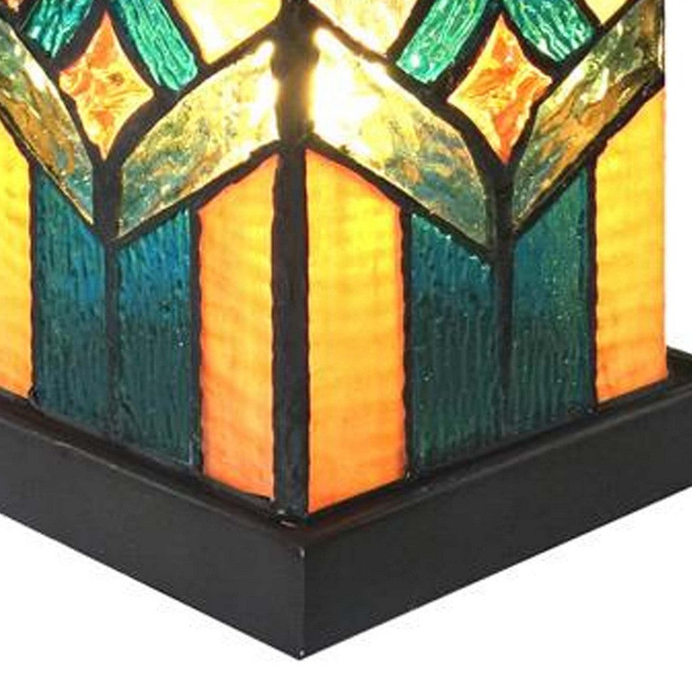 GREGORY Tiffany-glass Accent Pedestal 1 Light Mission table lamp 11’’ Tall CHL-CH1T175AM11-TL1