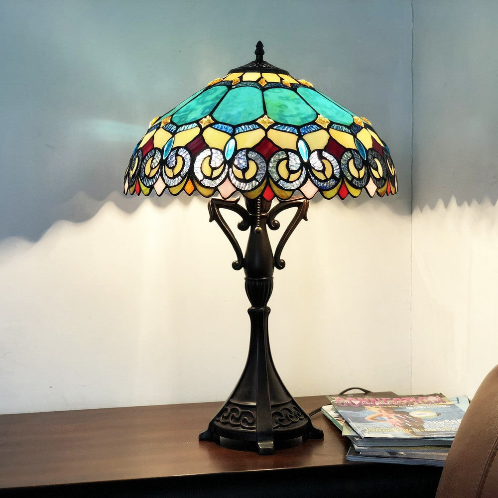 Lighting AUBREY Victorian 2 Light Antique Dark Bronze Table Lamp 18’’ Shade CHL-CH1T180TV18-TL2