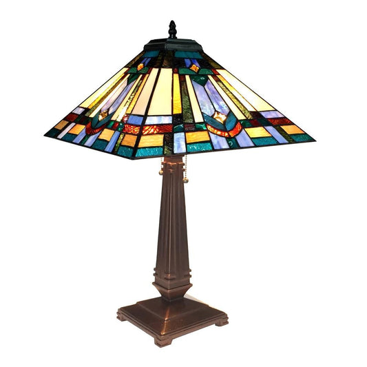 CHLOE Lighting IRWIN Tiffany-style 2 Light Mission Table Lamp 16" Shade