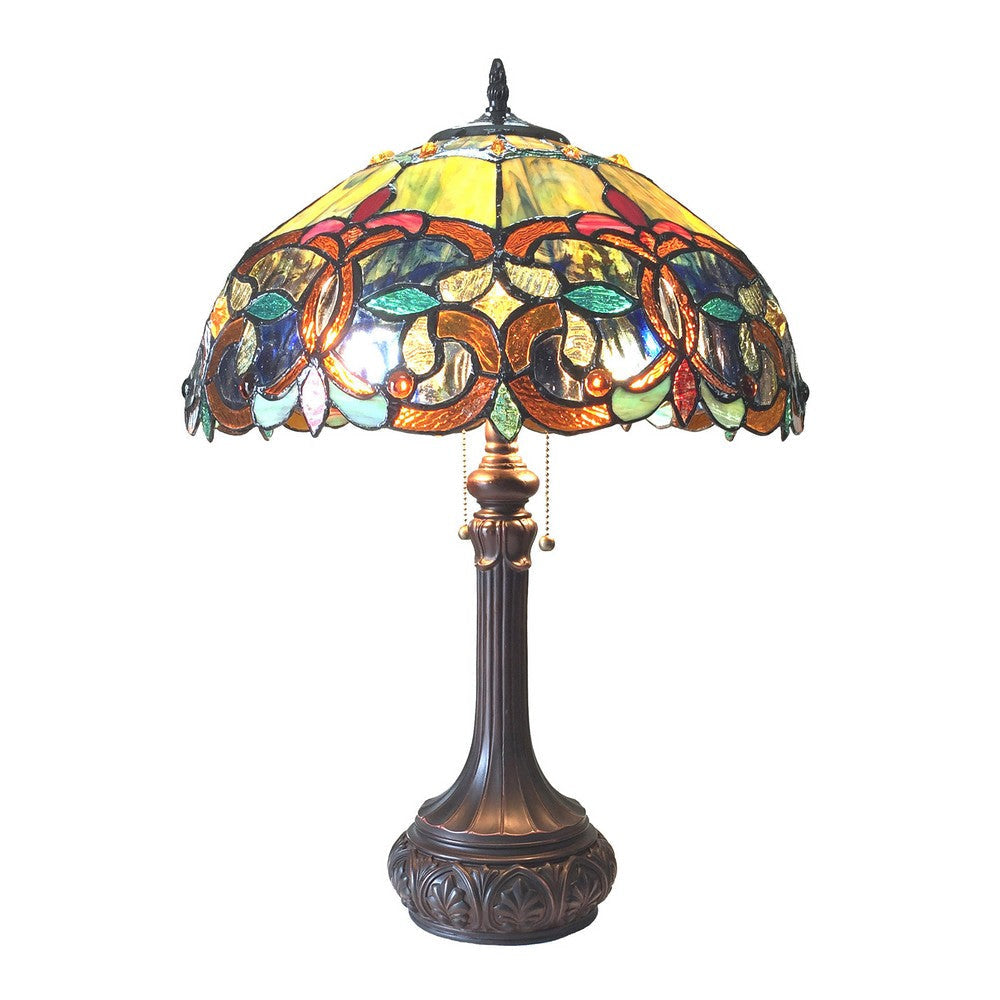 Lighting GENESIS Victorian 2 Light Antique Dark Bronze Table Lamp 17" Shade