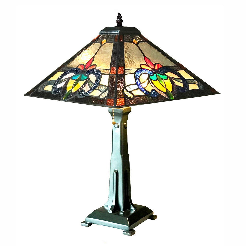 Chloe Lighting Cuthbert Tiffany-Style Mission Stained Glass Table Lamp 24" Height